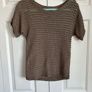 Ralph Lauren Brown Crew Neck Sweater with Ribbed Pattern